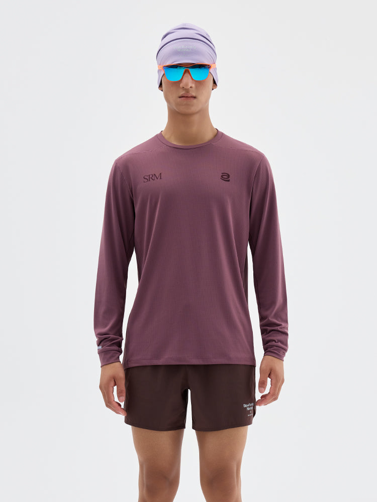Runner‑Themed Printed Long‑Sleeve Running Top
