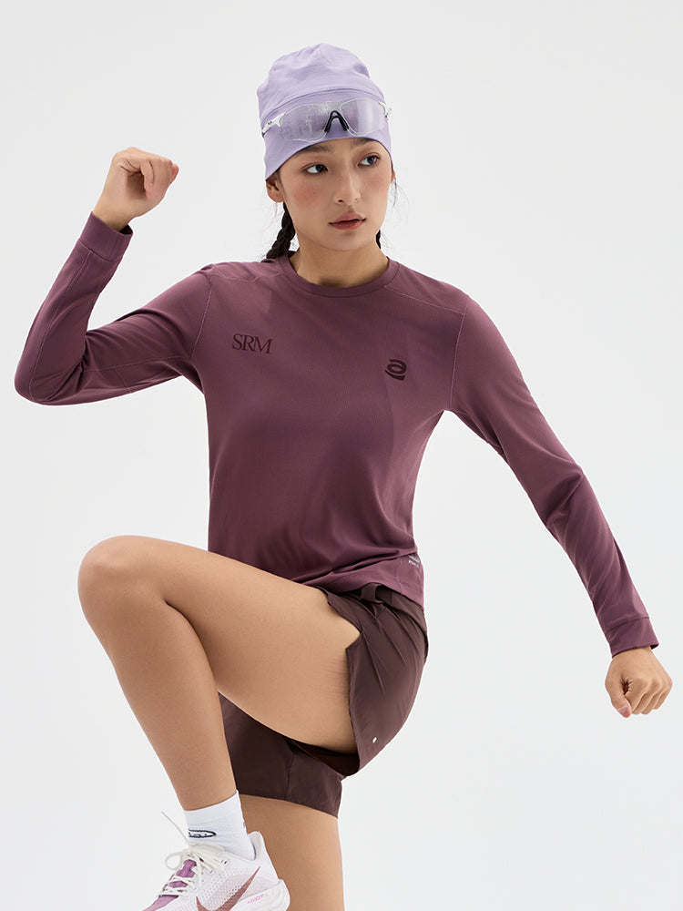 Runner‑Themed Printed Long‑Sleeve Running Top