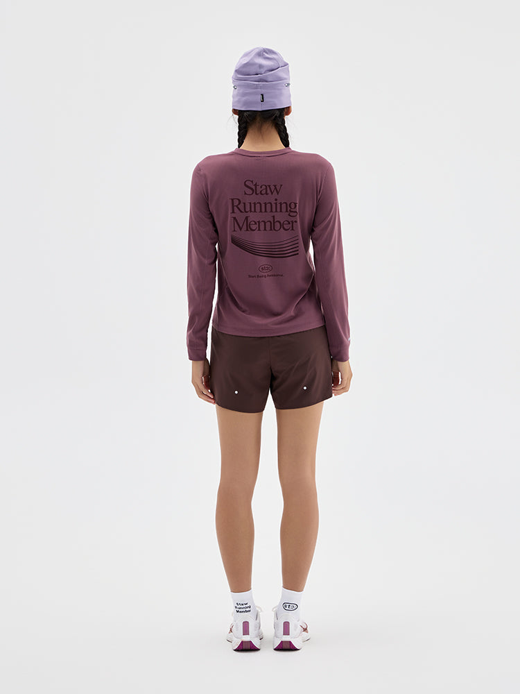 Runner‑Themed Printed Long‑Sleeve Running Top
