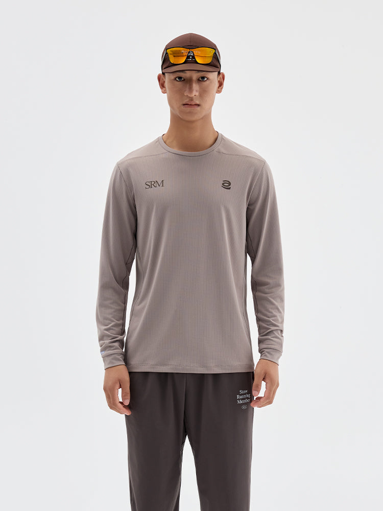 Runner‑Themed Printed Long‑Sleeve Running Top