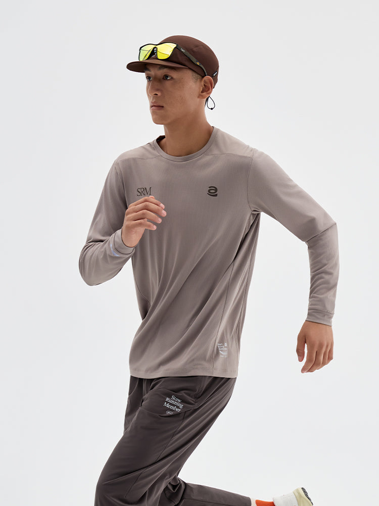 Runner‑Themed Printed Long‑Sleeve Running Top