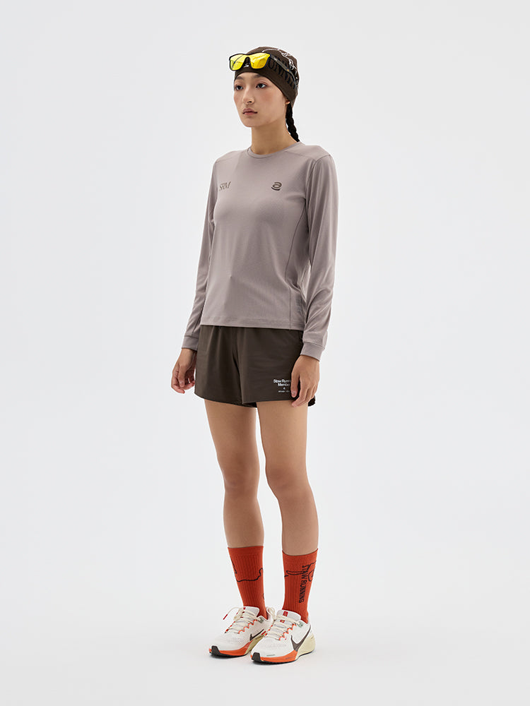 Runner‑Themed Printed Long‑Sleeve Running Top